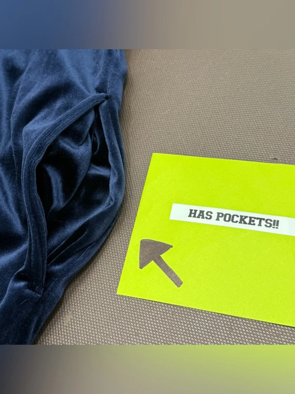 VTG‎ Amanda Stewart Leisurewear Housedress Navy Crushed Velvet Pockets M